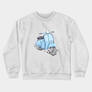 Classic blue vintage scooter. White background. Crewneck Sweatshirt